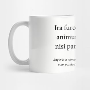 Latin quote: Ira furor brevis est: animum rege: qui nisi paret imperat. Mug